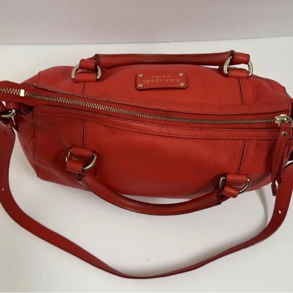Kate Spade Handbag Tote Red Orange Shoulderbag Leather Purse